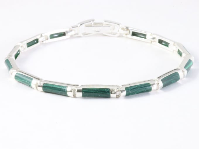 Zilveren armband met malachiet