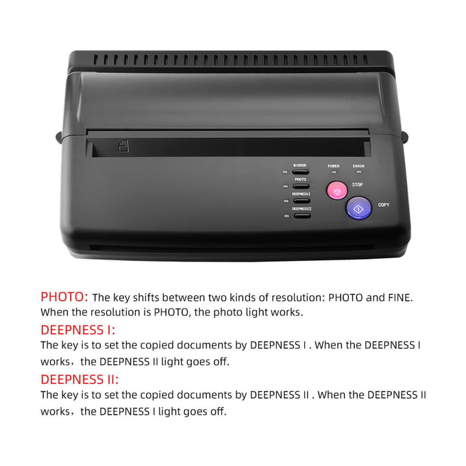 Tattoo Stencil Transfer Printer Machine met 30 stuks Tattoo Transferpapier Thermische Stencil Maker EU Plug zwart