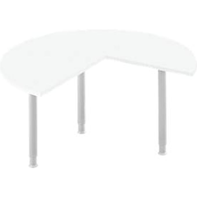 Aanbouwtafel, 3/4 cirkel, Ø 1400 mm, aanbouw rechts/links, wit/blank aluminium