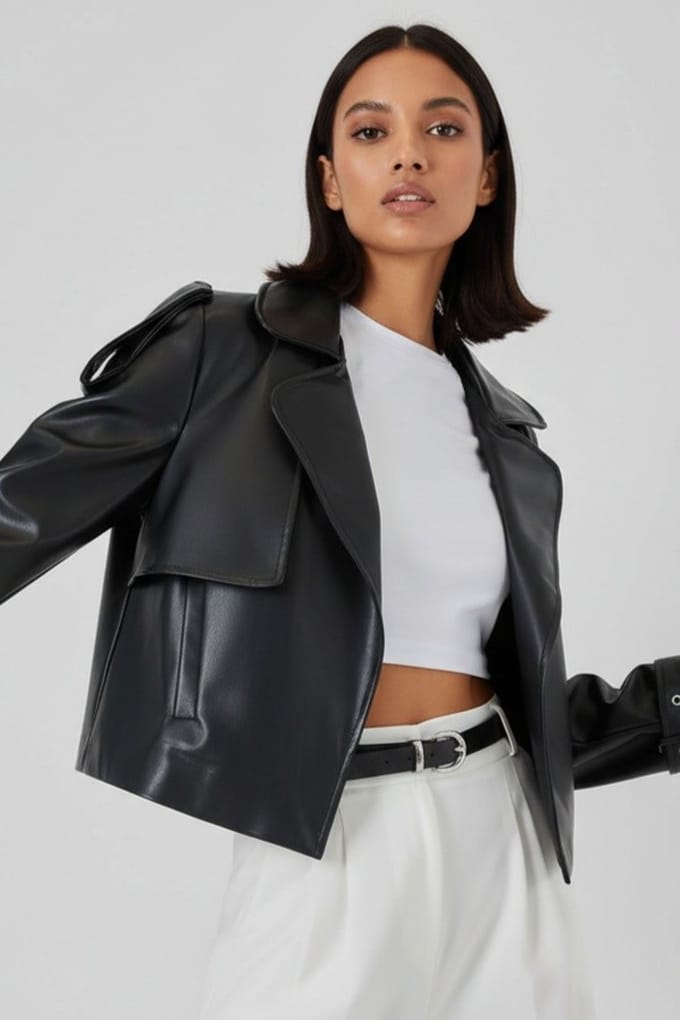 Faux leren motorjack
