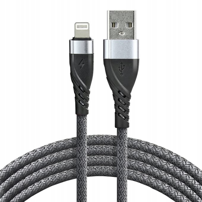 EverActive CBB-1IG USB Lightning Kabel 1m - Snel Laden 2.4A