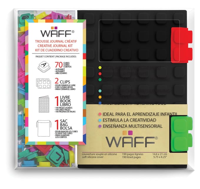 Waff creatief dagboek set - A6 zwart - siliconen steentjes - multikleur.