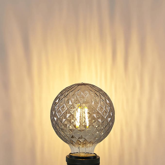 Lucande LED lamp E27 G95 4 W 1.800 K dimbaar, rookkleurig