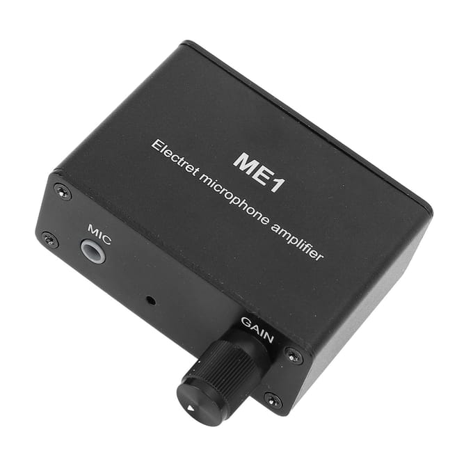 Elektretmicrofoonversterker Regelbare versterking 0?20dB Condensator Microfoon Koptelefoon Geluid Voorversterker ME1 3.5mm black