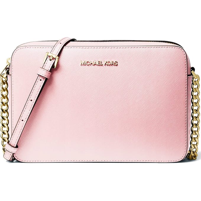 Michael Kors Jet Set Item poederblush, roze leren crossbody-tas