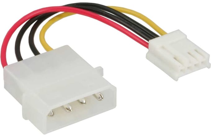 Molex (m) - Floppy (v) voedingskabel - 0,05 meter
