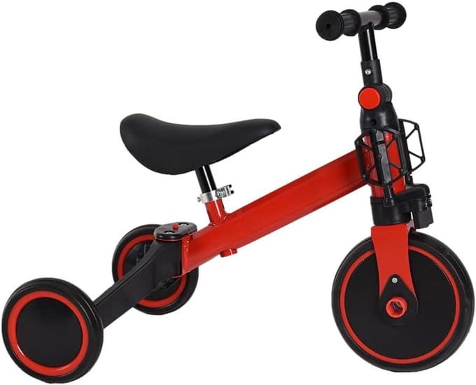 Kindertriker - Loopfiets - Buiten Spelen - 2-in-1 Ontwerp - 60 x 42 x 49 cm - Rood