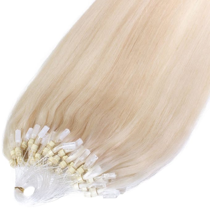 hair2heart Premium Microring Extensions Echt haar glad - 25 strengen 0,8 g 40 cm 10/0 lichtblond