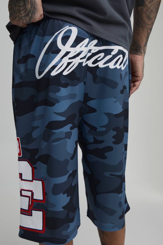 Lange Camo Applicatie Mesh Jorts | Charcoal | Size XS