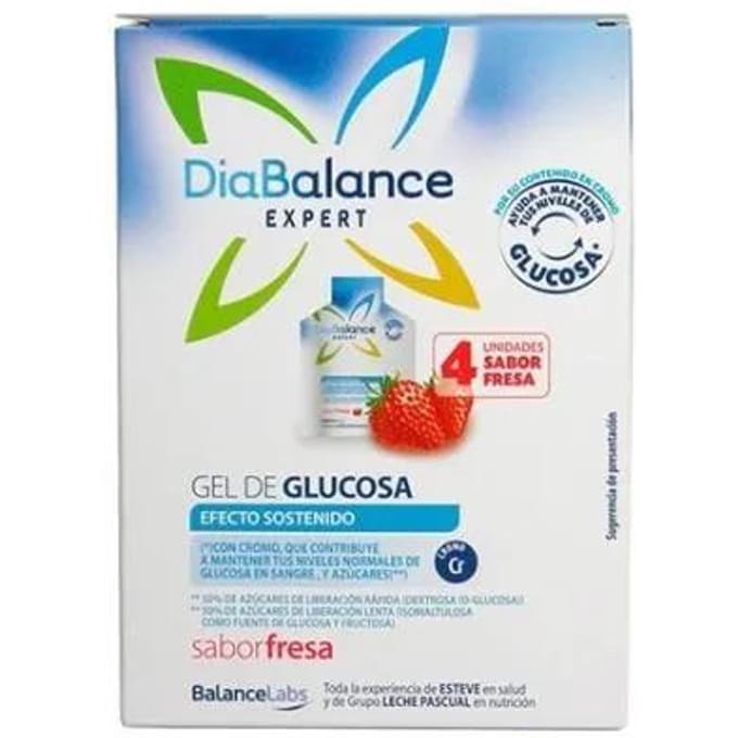 Diabalance Expert Glucose Gel Langdurig Effect Aardbei 4 Zakjes