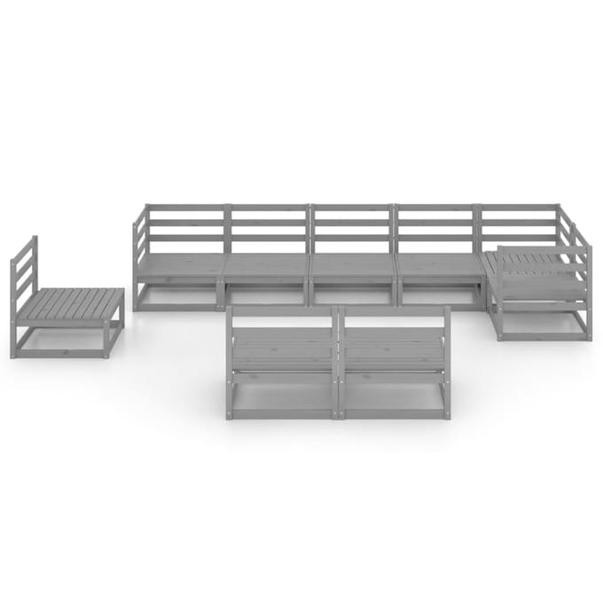 vidaXL - 9-delige - Loungeset - massief - grenenhout - grijs