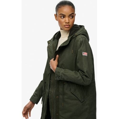 Superdry Military Borg Fishtail Parka Jas Khaki Grootte: 44