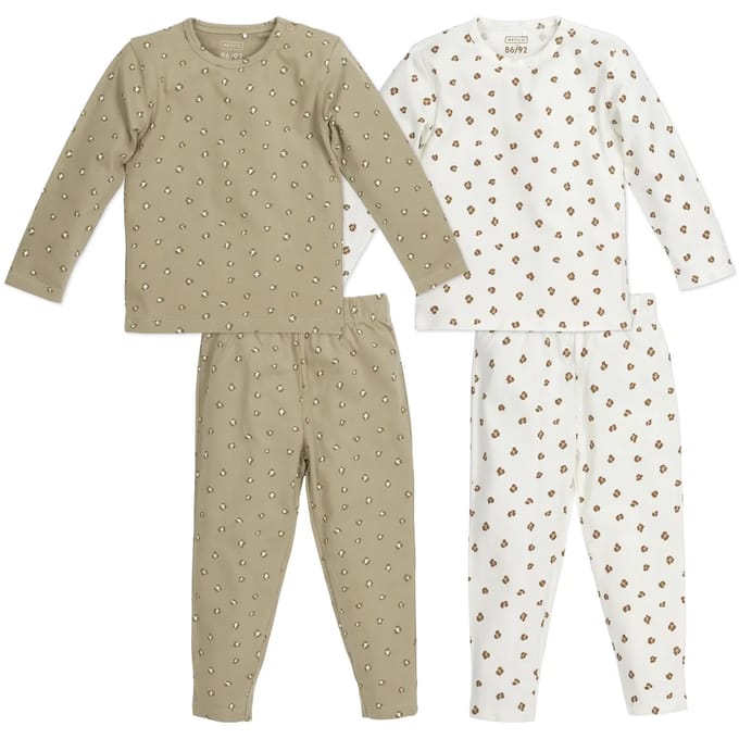 Meyco Baby Mini Panther pyjama - 2-pack - offwhite/sand - 110/116