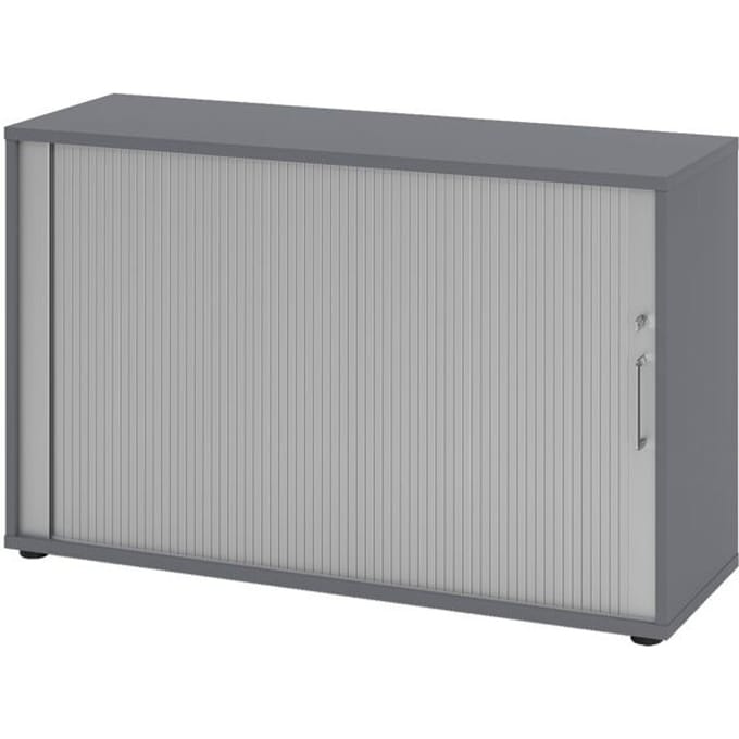 Rolluikkast Breno, 2 OH, afsluitbaar, stapelbaar, B 1200 x D 400 x H 748 mm, spaanplaat, grafiet