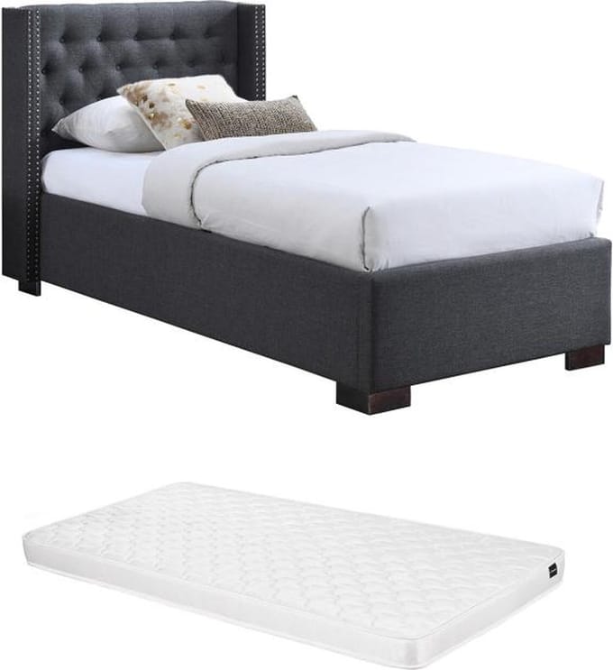 Vente-unique Bedframe stof grijs 90 x 200 cm