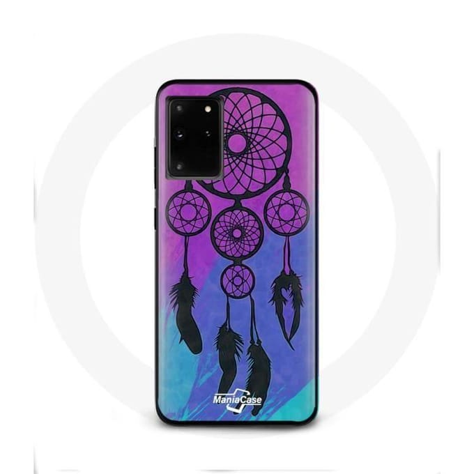 Coque pour Samsung Galaxy S11 Plus Attrape Rêve Noir Fond Bleu et Violet