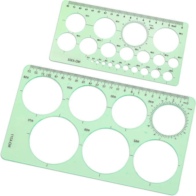 ByShane - Geometrische Sjabloon voor Cirkels - Meetliniaal - Set van 2 Stuks