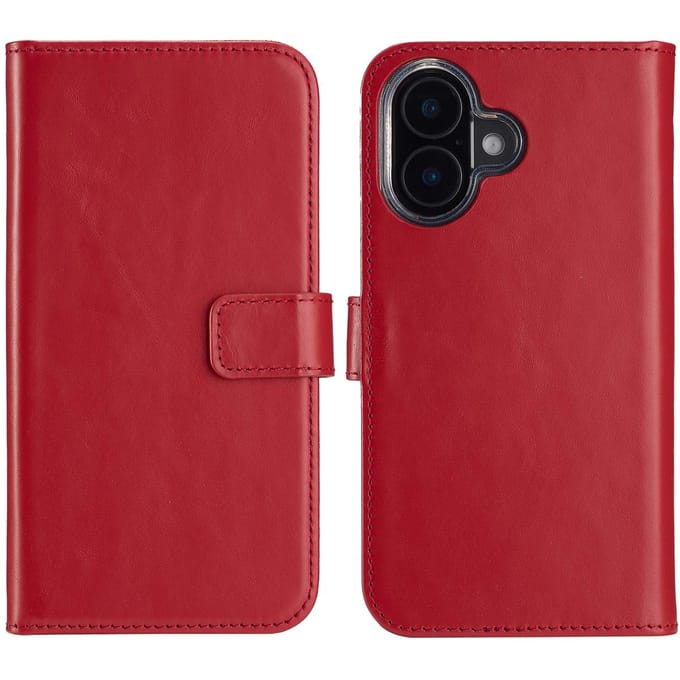 Selencia Hoesje - Geschikt voor Apple iPhone 16 Plus - Echt Lederen Bookcase - Rood