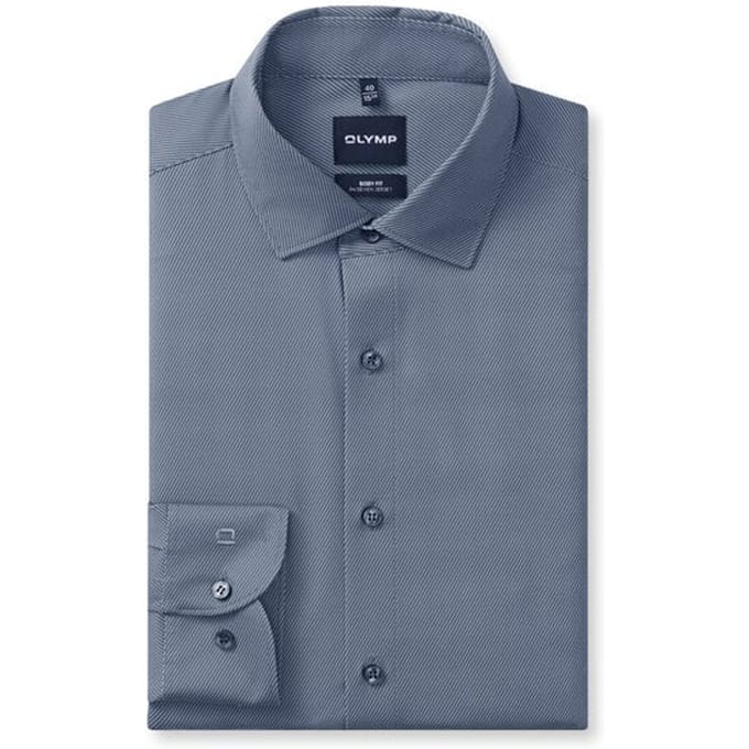 OLYMP Level Five 24/Seven Overhemd, Body Fit, Modern Kent, Marineblauw