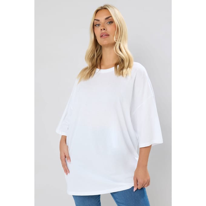 Yours Oversized Tshirt Van Katoen In Wit Size 48
