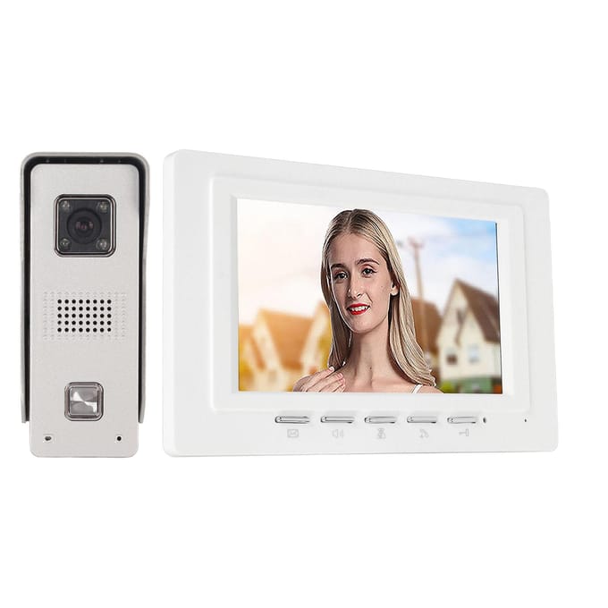 Système d'Interphone à Sonnette Écran TFT 7 pouces Vision Nocturne Étanche pour Maison Appartement EU Plug