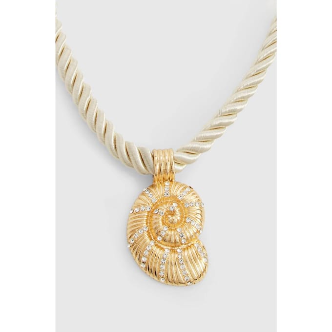 boohoo Dames Versierde Schelpbedel Touwketting | Goud