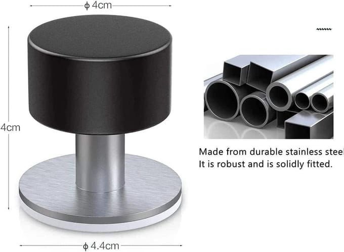 Deurstopper - Vloerstopper - Deur Beschermen - Zelfklevend RVS - 40x42 mm - Zilver