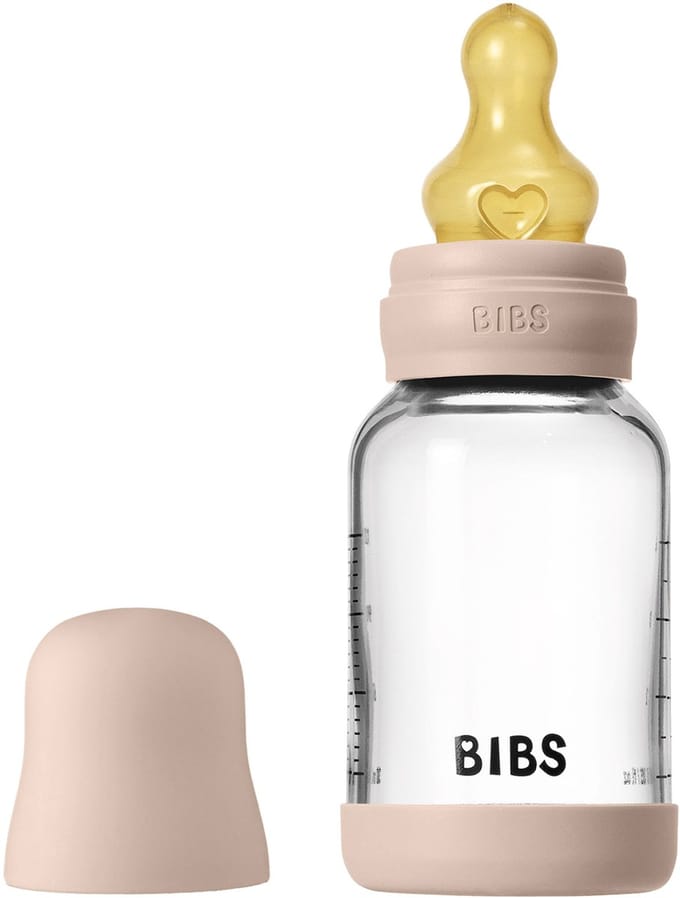 BIBS Fles - Slow Flow - 120 ml - Glas/Latex - Blush