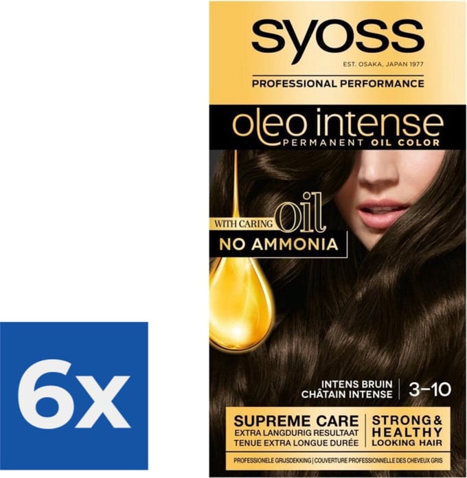 Syoss Oleo Intense - Haarverf - 3-10 - Intens Bruin - 115ml x 6