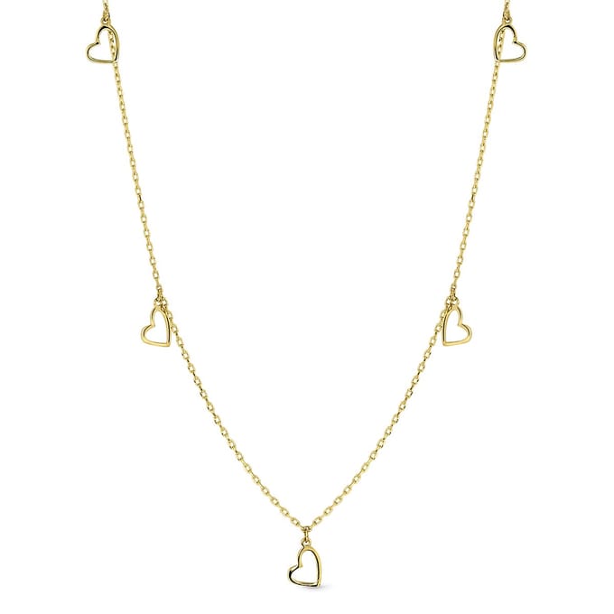 Juwelier Emo - 14 Karaat Gouden Ketting met Open Hart bedels 6mm – Jasseron schakel - Lengte 45 CM