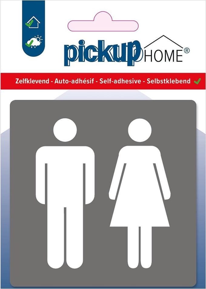 Pickup Dames Heren grijs - 90x90 mm Pictogram Route Acryl