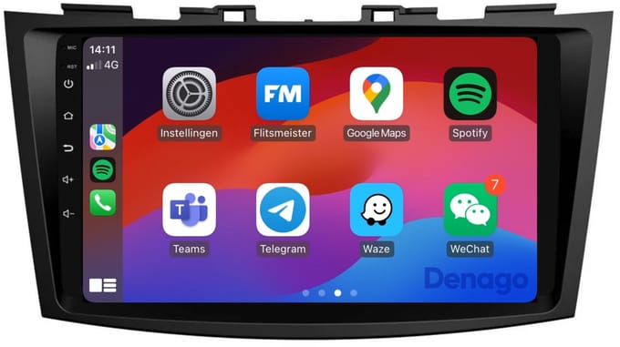 CarPlay autoradio geschikt voor Suzuki Swift | 2011 t/m 2017 | Android 13 | Draadloos Apple CarPlay & Android Auto | 2GB + 32GB | QuadCore processor | Denago DNG-A251 | 2025 model | 2011 2012 2013 2014 2015 2016 2017 | Bluetooth & Wifi