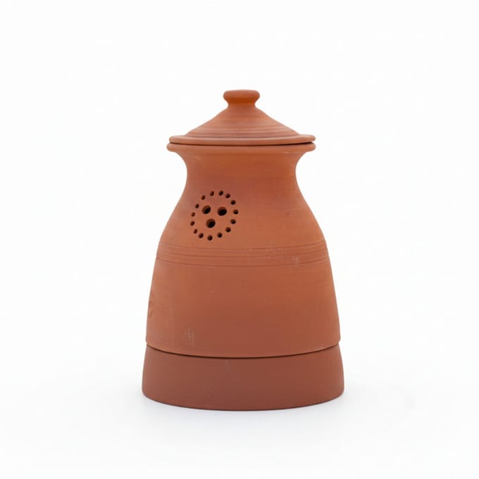 Franse handgemaakte tuincomposteur van aardewerk – 44 x 28 cm met bodem en deksel