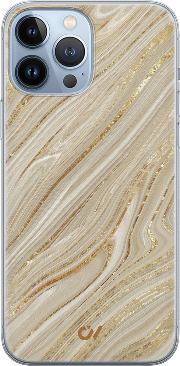 Hoesje geschikt voor Apple iPhone 13 Pro Max - Golden Marble - - Goud - Apple - Casevibes