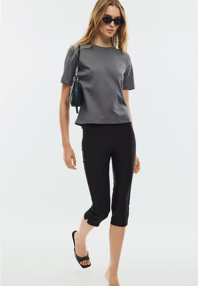 Stradivarius B01 Basic T-shirt regular fit heavy weight  Donkergrijs XL