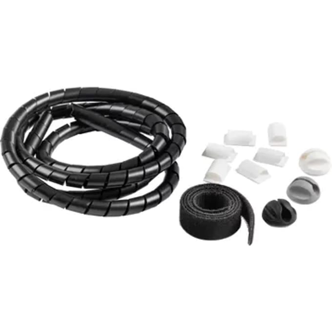 D-line Kabelmanagment Kit Zwart Spiraal + Band + Kabel Clips