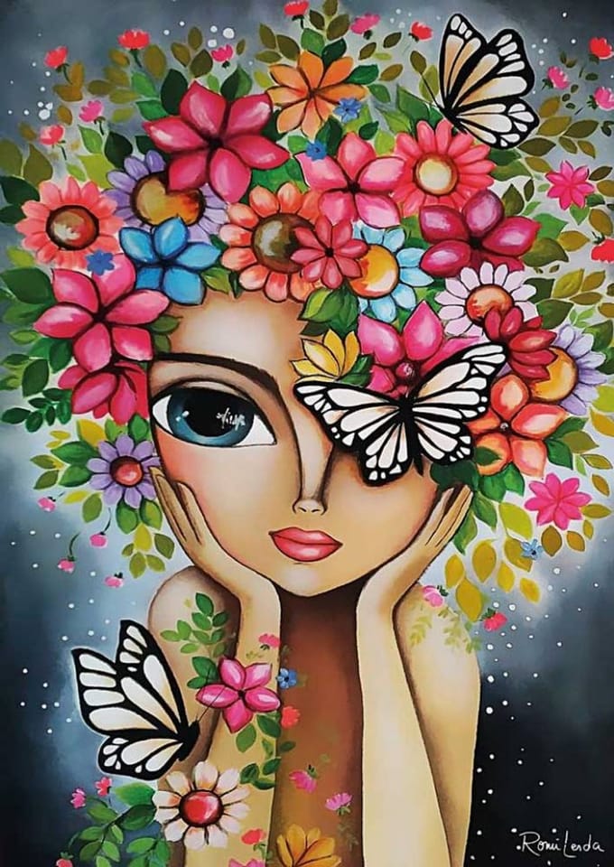 Magnolia puzzel Lady with Flowers - Romi Lerda Special Edition - 1000 stukjes.