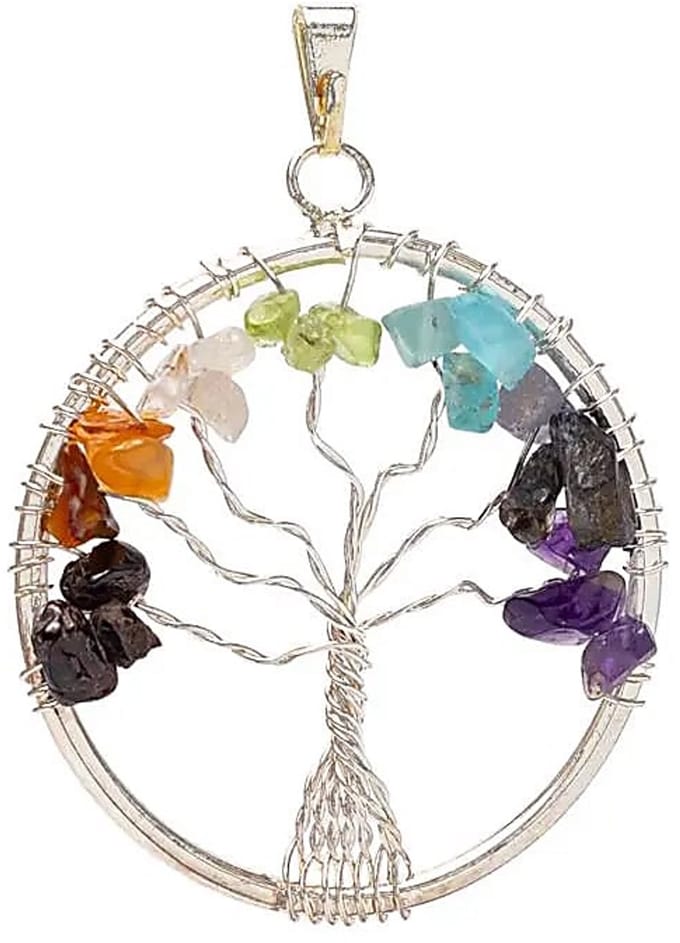 Hanger chakra levensboom messing zilverkleurig – 4 cm