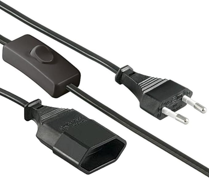 Kopp Euro Verlengsnoer met Schakelaar - 2x0.75mm² - 3m - Zwart