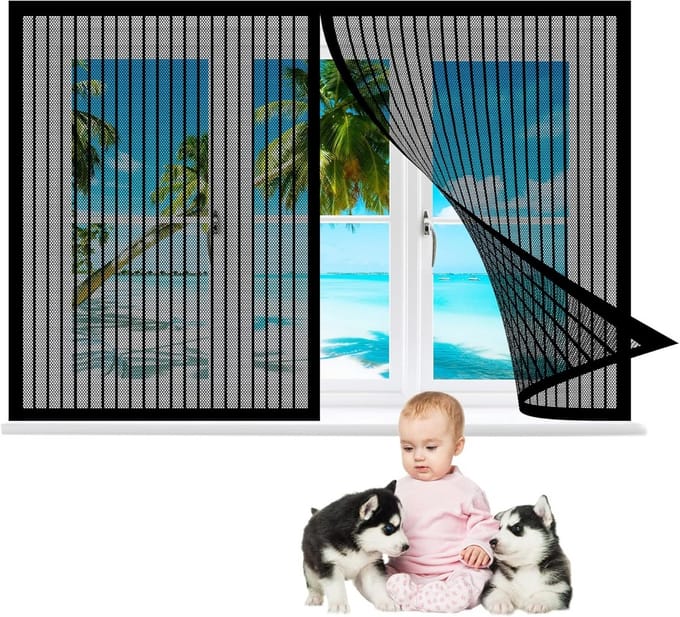 Horren Raam 140x105cm Zwart - Inclusief Magnetische Sluiting en Spelden