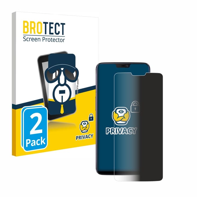 BROTECT - privacy screenprotector voor OnePlus 6 - Folie Beschermfolie Blauwlichtfilter 2 Stuks