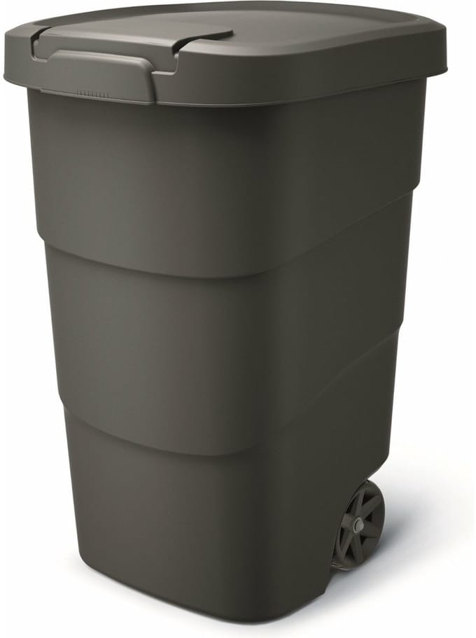 Prosperplast - Wheeler - Grote Afvalbak met wielen 95L - Zwart / Kunststof