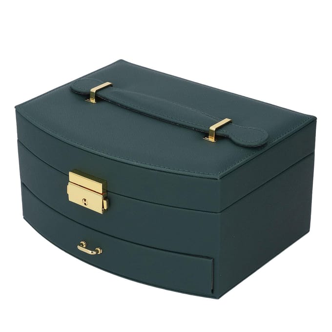 Dubbellaagse sieradendoos Dames Opbergorganizer Grote Capaciteit Afsluitbare Lade Type Sieraden groen