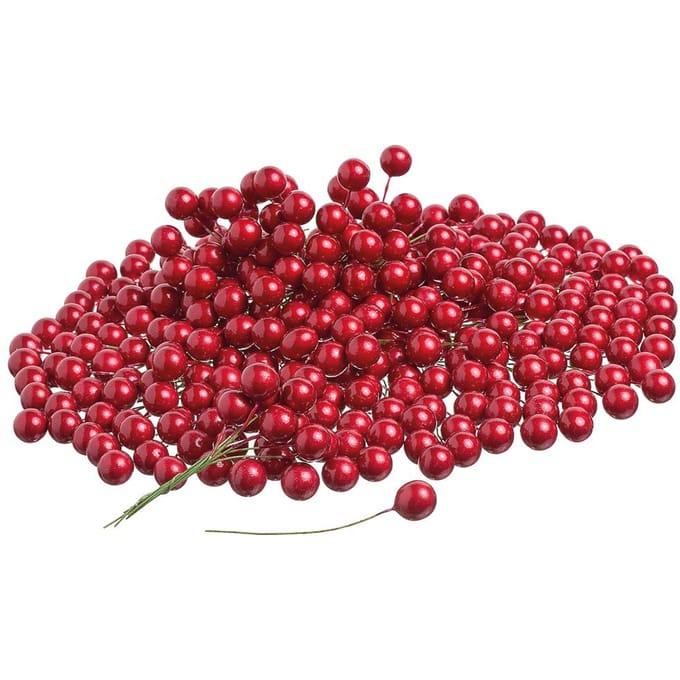 VBS Decoratieve bessen met draad "Ø 10 mm", 400 stuks - Rood