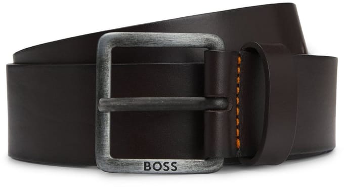 BOSS Leren Riem Jeeko Sz40 Belt W105 Dark Brown Donkerbruin
