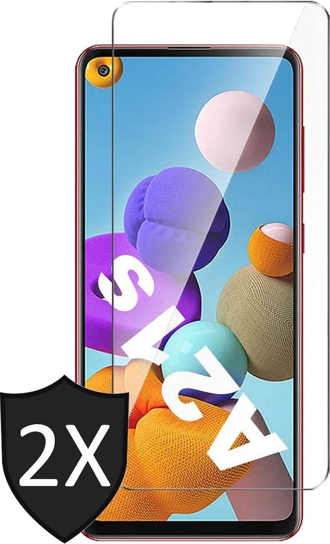 Screenprotector geschikt voor Samsung Galaxy A21s - Gehard Glas Beschermglas Tempered Glass Screen Protector - 2 Stuks