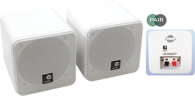 E-Audio 4 inch full-range boekenplankluidsprekers wit 80W set