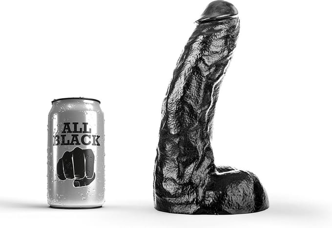 All Black Klassieke Dildo 25,5 x 4,1 cm - zwart