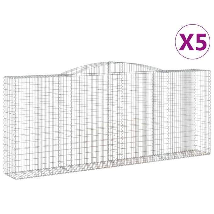 vidaXL - Schanskorven - 5 - st - gewelfd - 400x50x160/180 - cm - ijzer