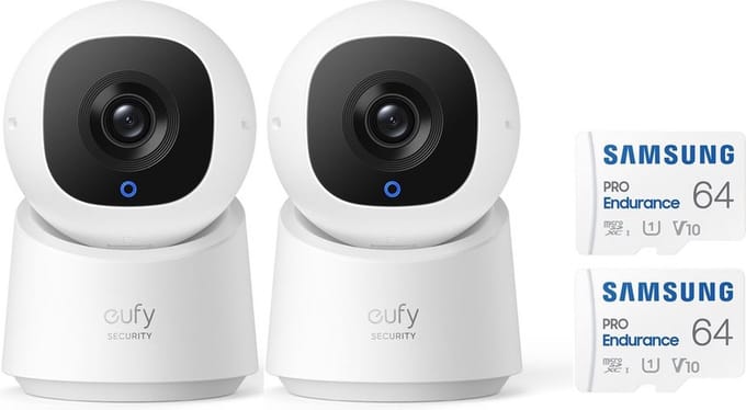 2-PACK eufy Security - Indoor Cam C220 + SD card 64 GB - Bundel